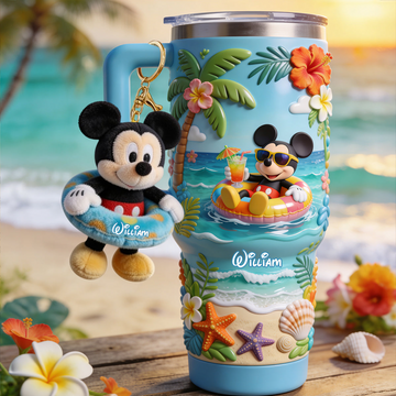 Summer Vibes Magic Mouse - Personalized Tumbler With Handle - Gift For Movie Fans - MkMo