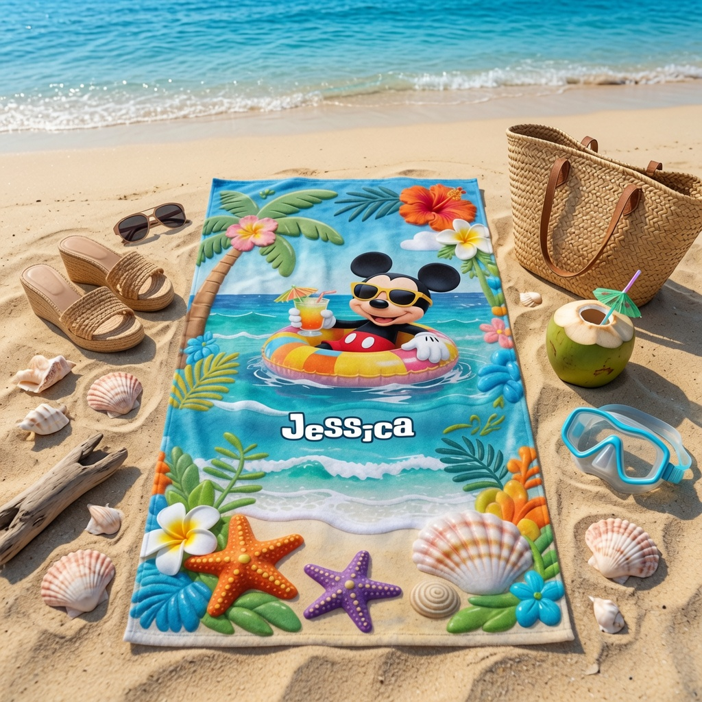 Summer Vibes - Personalized Beach Towel - Vacation Gift for Travelers - MkMo - image 2