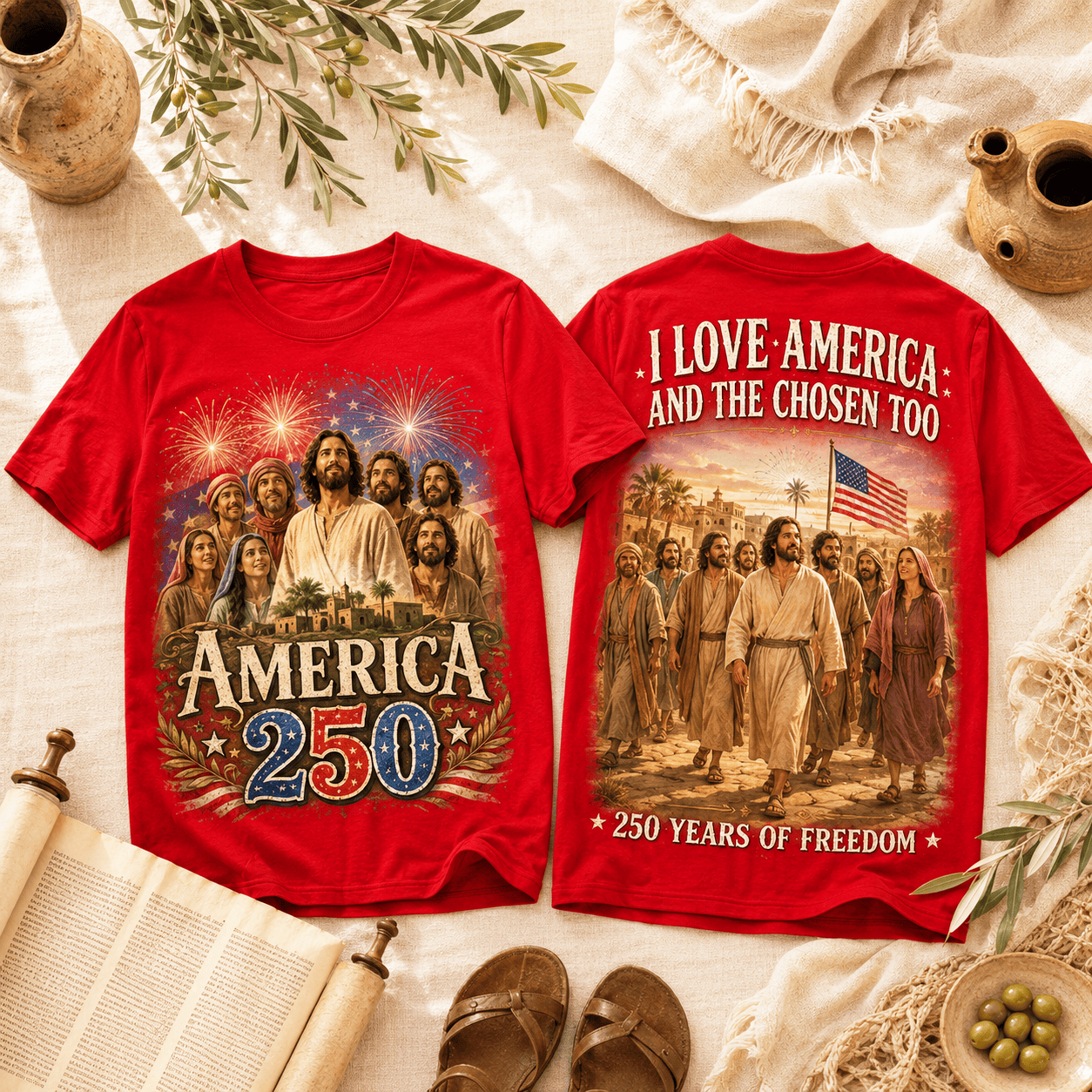 Loves Jesus And America Too Patriotic Christian - Personalized Shirt - Gift For Him, Patriots