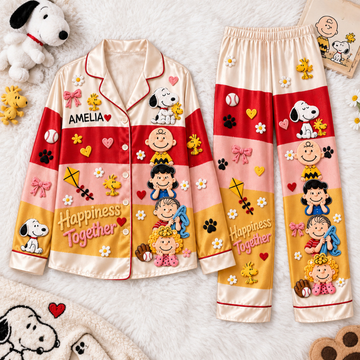 P-nust Happiness Together With Friends Cute Character Gifst For Her - Personalized Pajama Set-TN2209261818