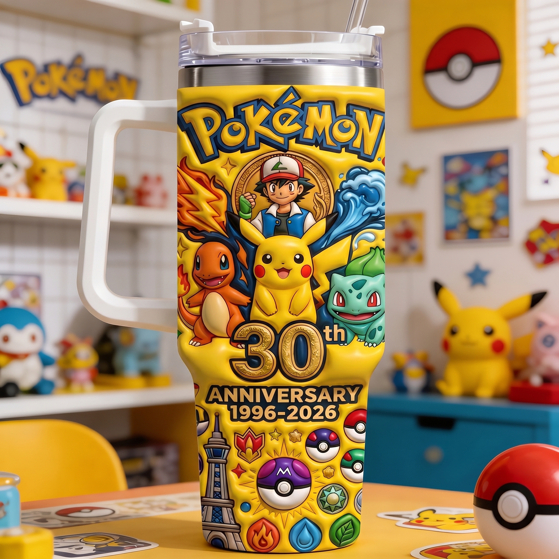 PoMo Celebrate 30 Years Of Catching Them All - Personalized Tumbler - Anniversary Gift For Movie Fans NL122