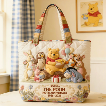 DSNY Honey Bear Celebrate 100 Years Of Friendship - Personalized Quilted Tote Bag - Gift For Movie Fans