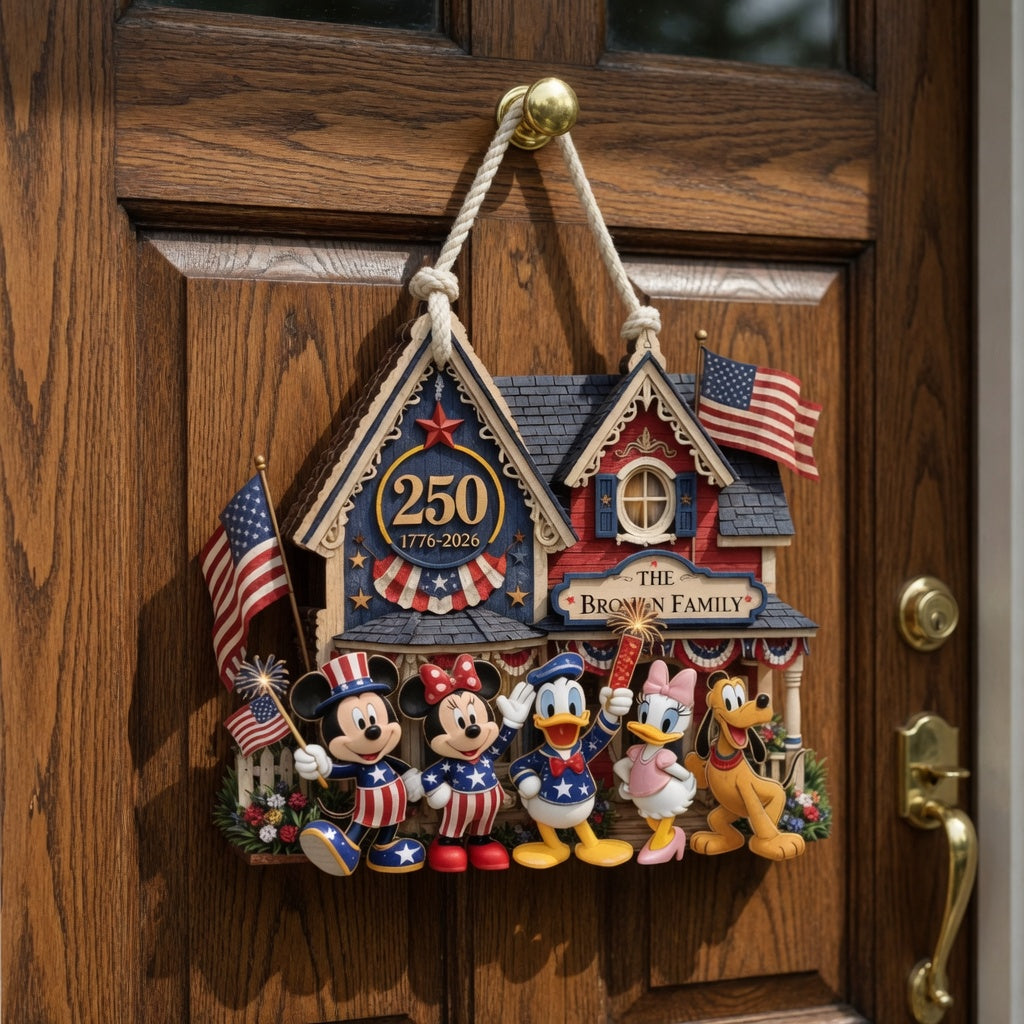 MkMo Celebrate 250 Years Of America - Personalized Custom Shaped Wood Sign - Gift For Family, Patriots