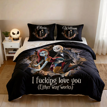TNBC halloween I Fucking Love You Either Way Works Gifts For Couple - Personalized Quilted Bedding Set-TN1609260540
