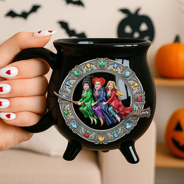 Enchanting Three Witches Halloween Gifts For Her - Personalized Cauldron Coffee Mug-Witch Sisters- DN0909261438