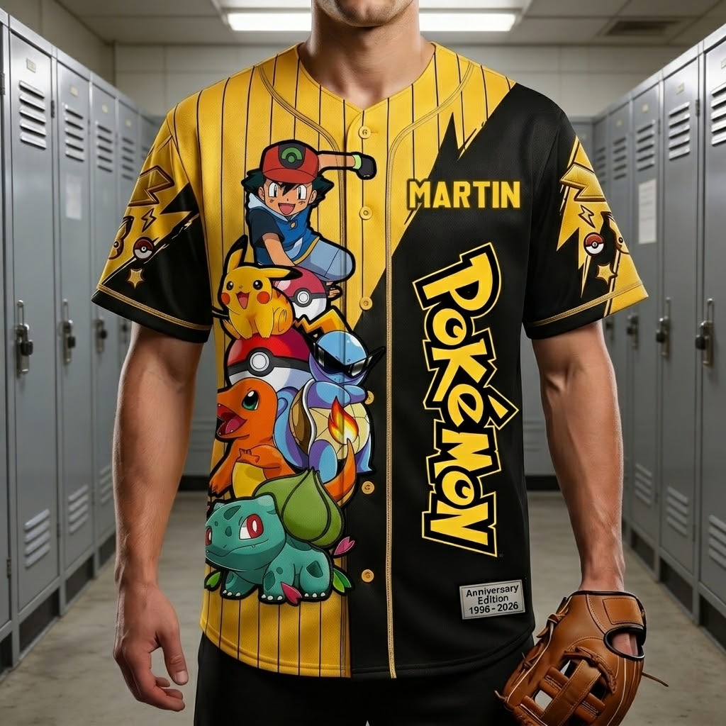 PoMo Celebrate 30 Years Of Catching Them All - Personalized Baseball Jersey - Anniversary Gift For Movie Fans NL122