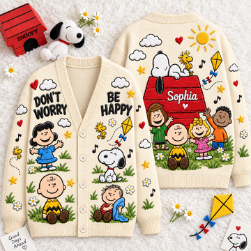 P-nust Don't Worry Be Happy Positive Life Cute Gifts For Her - Personalized Knitted Cardigan-TN2209261816