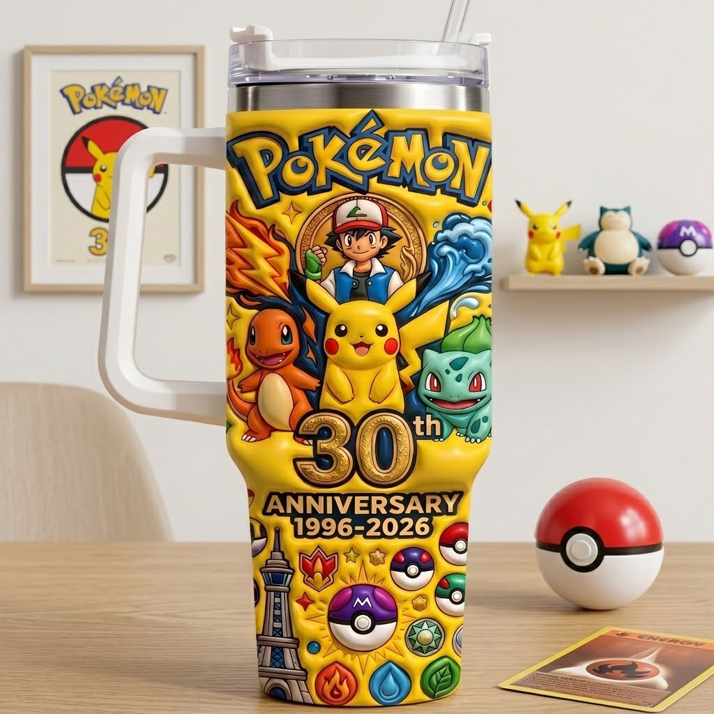 PoMo Celebrate 30 Years Of Catching Them All - Personalized Tumbler - Anniversary Gift For Movie Fans NL122