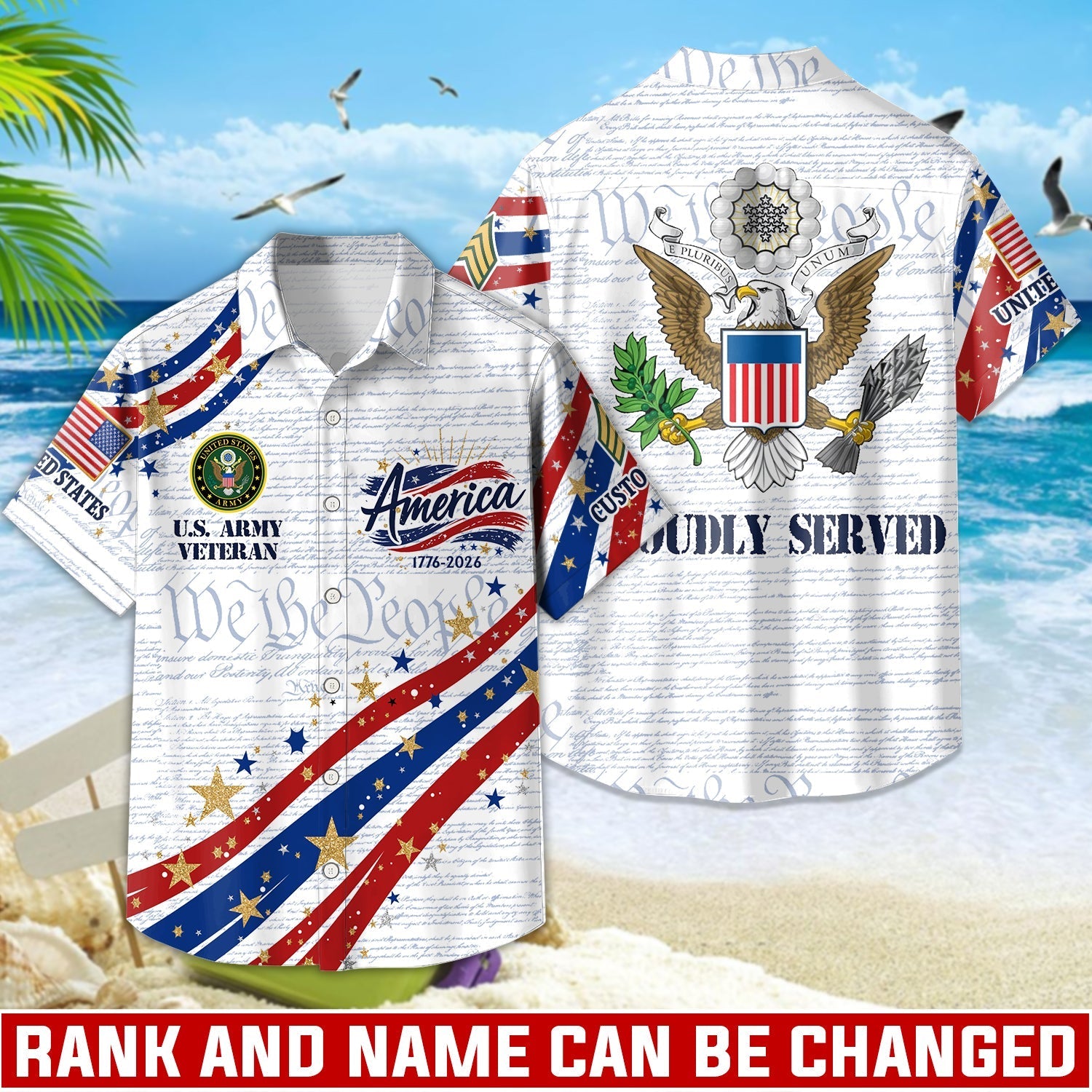 America 250th Anniversary U.S. Army Veteran - Personalized Hawaiian Shirt - Gift For Veterans | HN02 - image 2