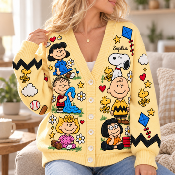 P-nust Celebrates Friendship Cute Cartoon Cozy Vintage Style Gifts For Her - Personalized Knitted Cardigan-TN2209261817