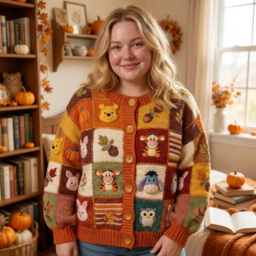 DSNY Honey Bear Autumn Vibes - Personalized Knitted Cardigan - Gift For Her-DN2508261118