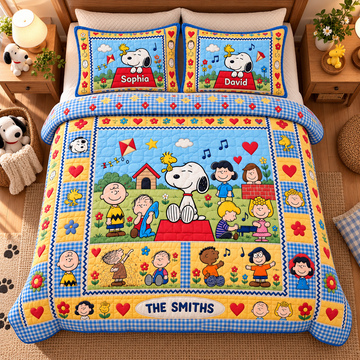 P-nust Happy Every Day With Friends Cute Cartoon Gifts For Family - Personalized Quilted Bedding Set- TN2209261643