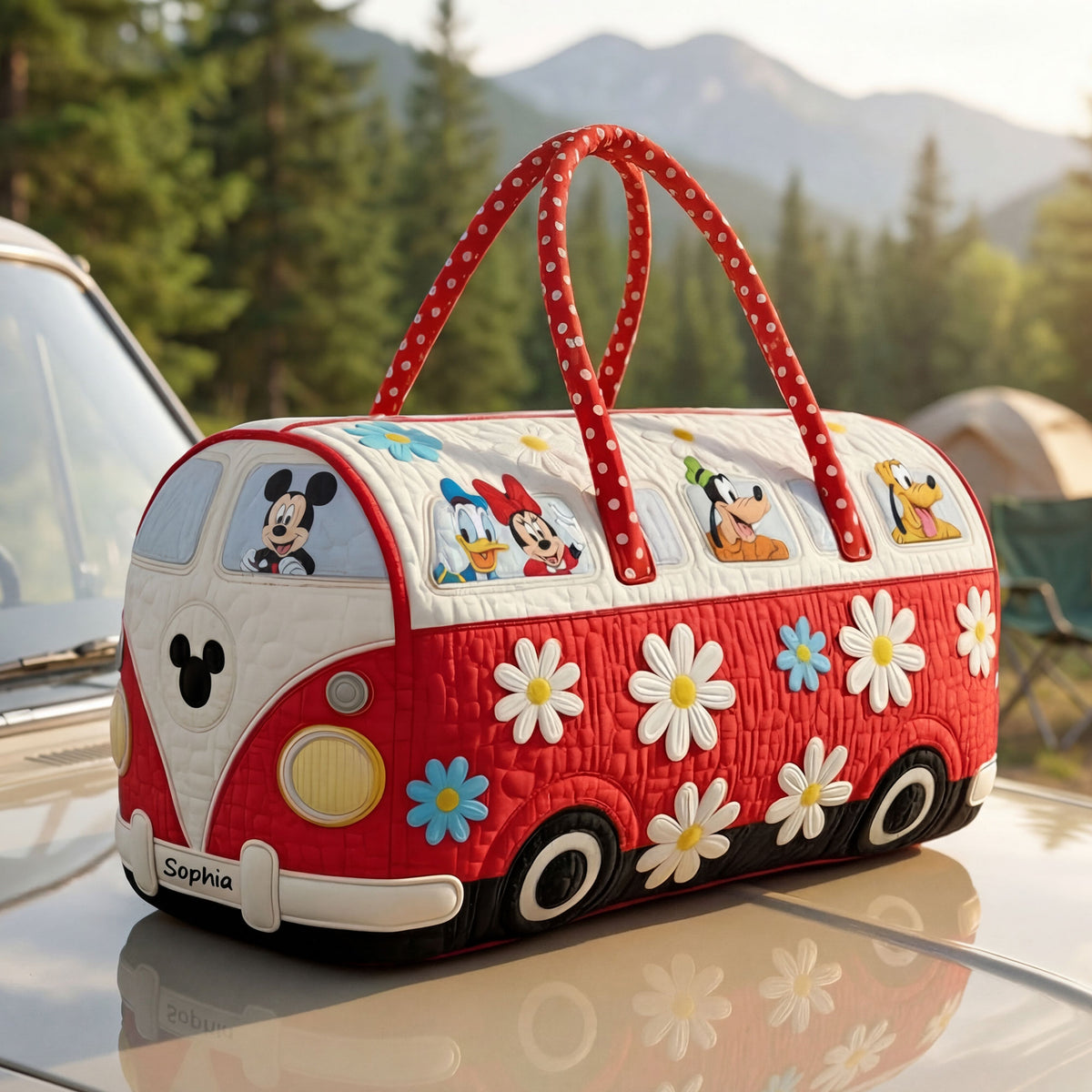 MkMo Magic Mouse Cute Characters - Personalized Quilted Duffle Bag - Gift For Movie Fans NL122 - image 2