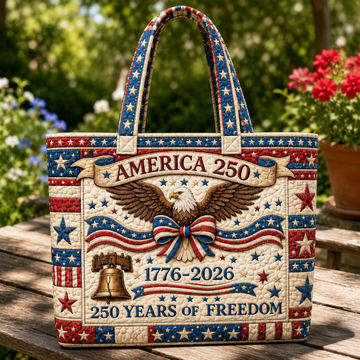 America 250 Years Freedom Liberty Bell Eagle - Quilted Tote Bag - Gift For Her
