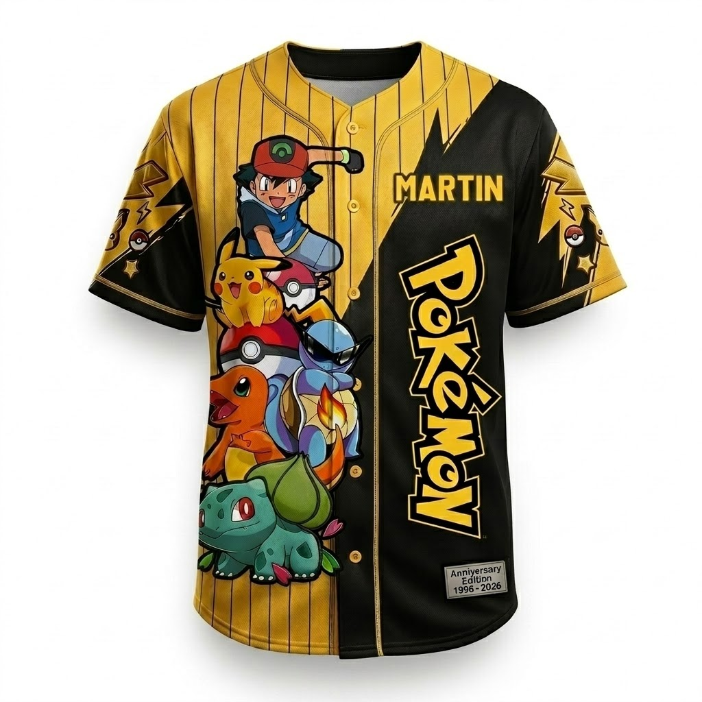 PoMo Celebrate 30 Years Of Catching Them All - Personalized Baseball Jersey - Anniversary Gift For Movie Fans NL122