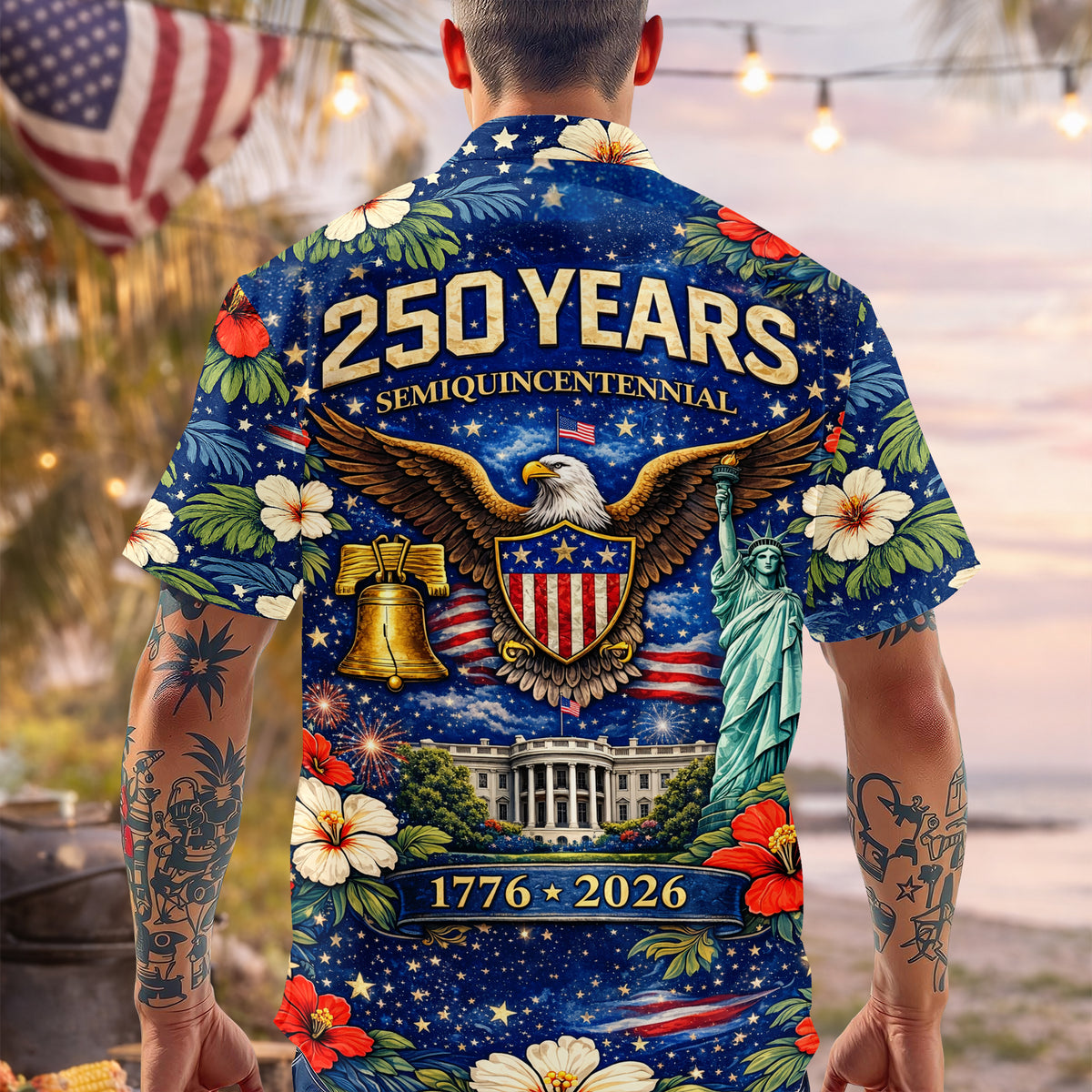 250 Years Semiquincentennial Eagles Tropical - Personalized Hawaiian Shirt - Gift for Dad, Husband, Grandpa HN02 - image 2