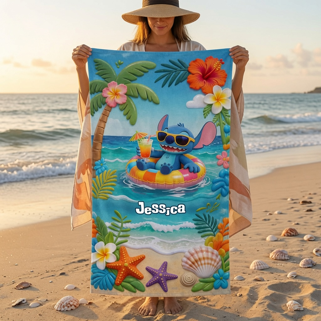 Summer Vibe Vacation - Personalized Beach Towel - Vacation Gift for Travelers - Sti NL122 - image 2