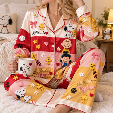 P-nust Happiness Together With Friends Cute Character Gifst For Her - Personalized Pajama Set-TN2209261818