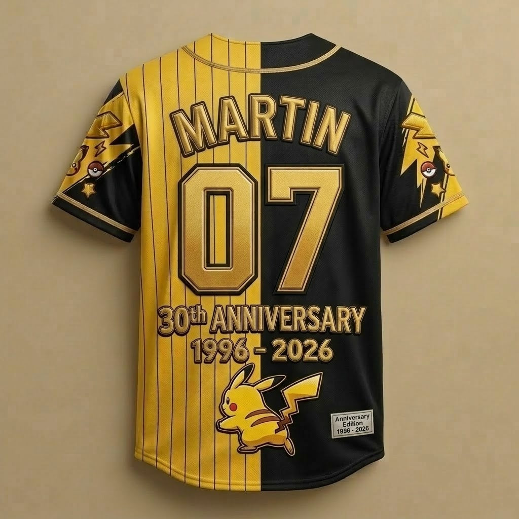 PoMo Celebrate 30 Years Of Catching Them All - Personalized Baseball Jersey For Adult, Kid, Toddler - Anniversary Gift For Movie Fans NL122