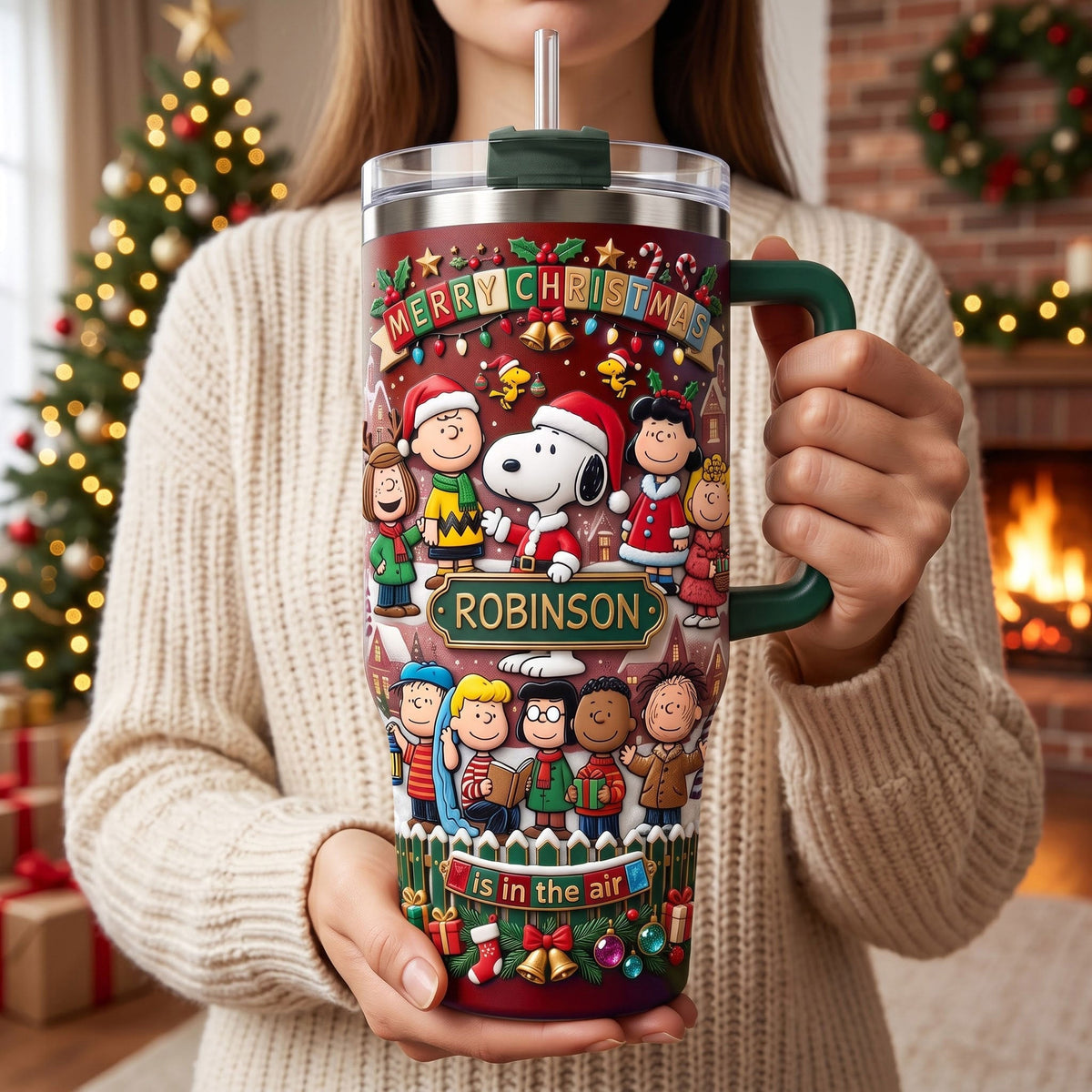 NL122 PeNu Merry Christmas Custom Name Gift For Movie Fans - Personalized Tumbler With Handle