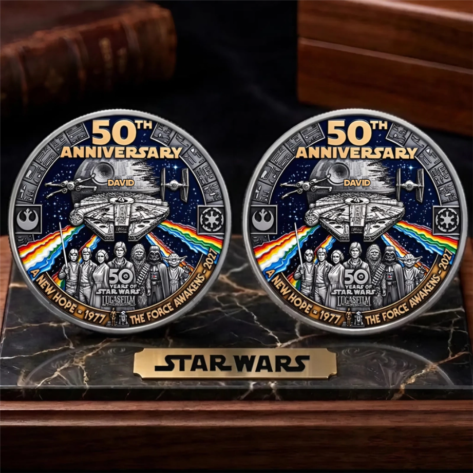 Stwa Galaxy Star Celebrate 50th Anniversary - Personalized Commemorative Coin - Anniversary Gift For Movie Fans HH01
