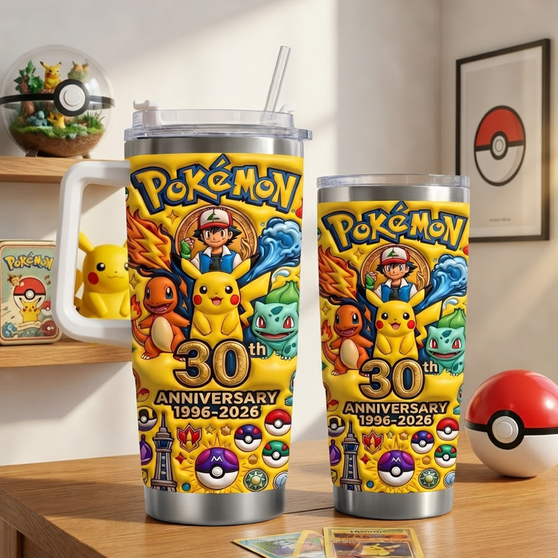PoMo Celebrate 30 Years Of Catching Them All - Personalized Tumbler - Anniversary Gift For Movie Fans NL122