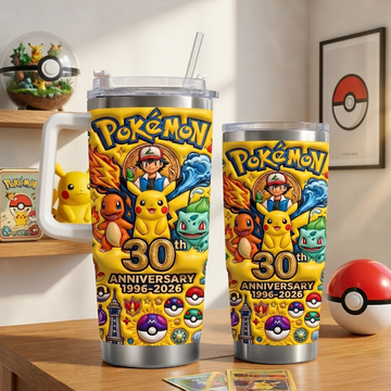 PoMo Celebrate 30 Years Of Catching Them All - Personalized Tumbler - Anniversary Gift For Movie Fans NL122