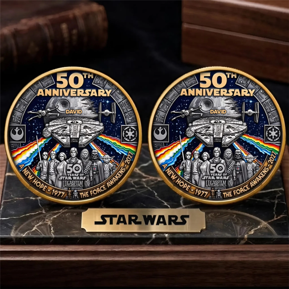Stwa Galaxy Star Celebrate 50th Anniversary - Personalized Commemorative Coin - Anniversary Gift For Movie Fans HH01