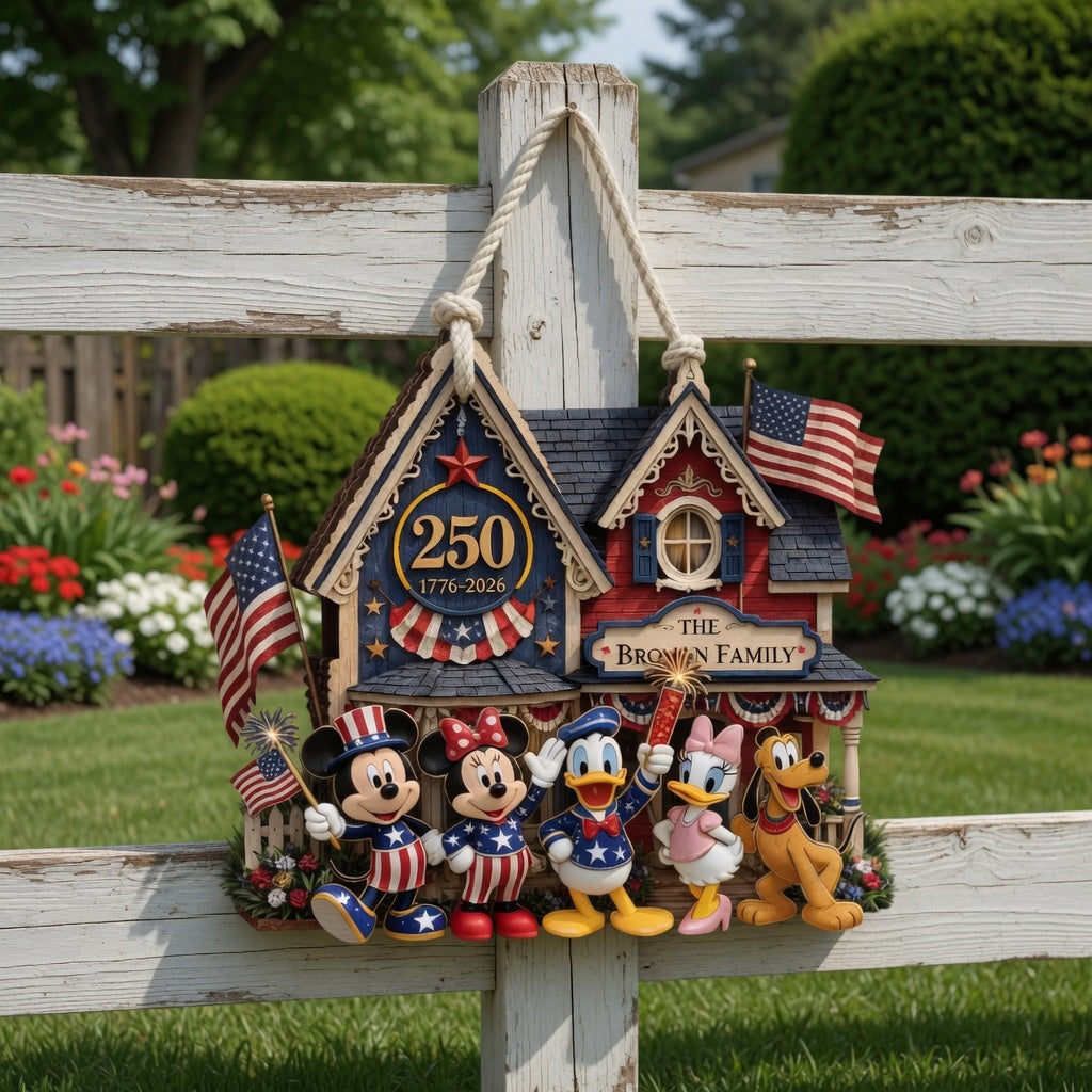 MkMo Celebrate 250 Years Of America - Personalized Custom Shaped Wood Sign - Gift For Family, Patriots