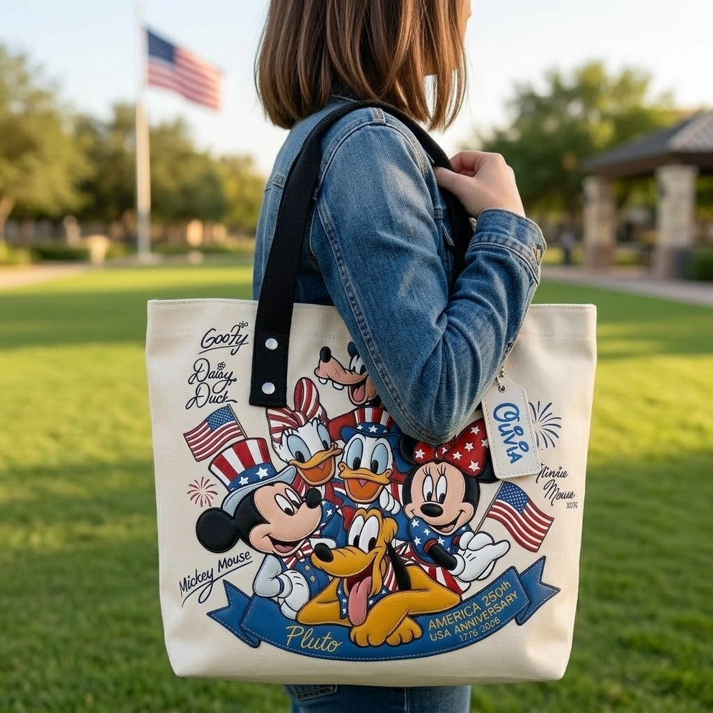 MkMo Magic Mouse Celebrate 250 Years Of America - Personalized Tote Bag - Gift For Patriots, Movie Fans