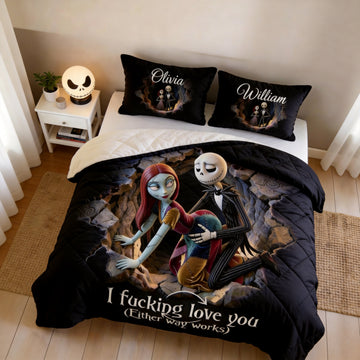 TNBC halloween I Fucking Love You Either Way Works Gifts For Couple - Personalized Quilted Bedding Set-TN1609260540
