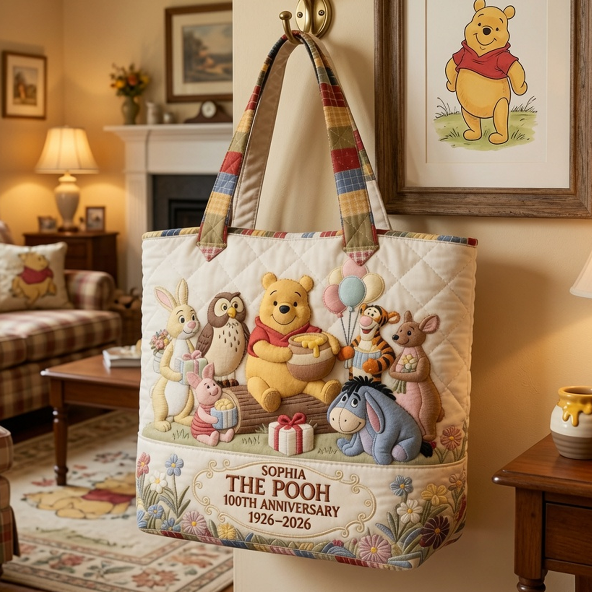 DSNY Honey Bear Celebrate 100 Years Of Friendship - Personalized Quilted Tote Bag - Gift For Movie Fans - image 3