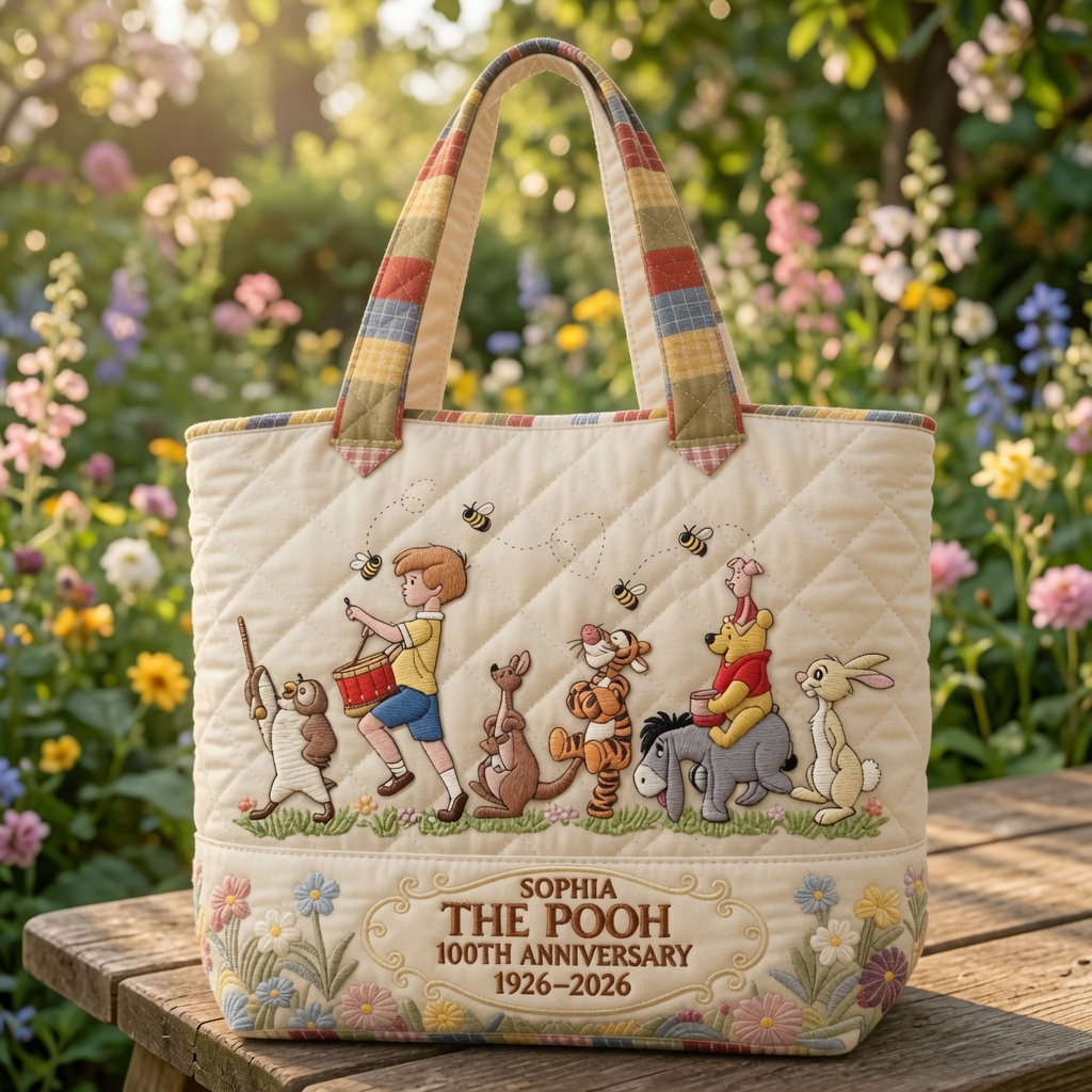 DSNY Honey Bear Celebrate 100 Years Of Friendship - Personalized Quilted Tote Bag - Gift For Movie Fans - image 2