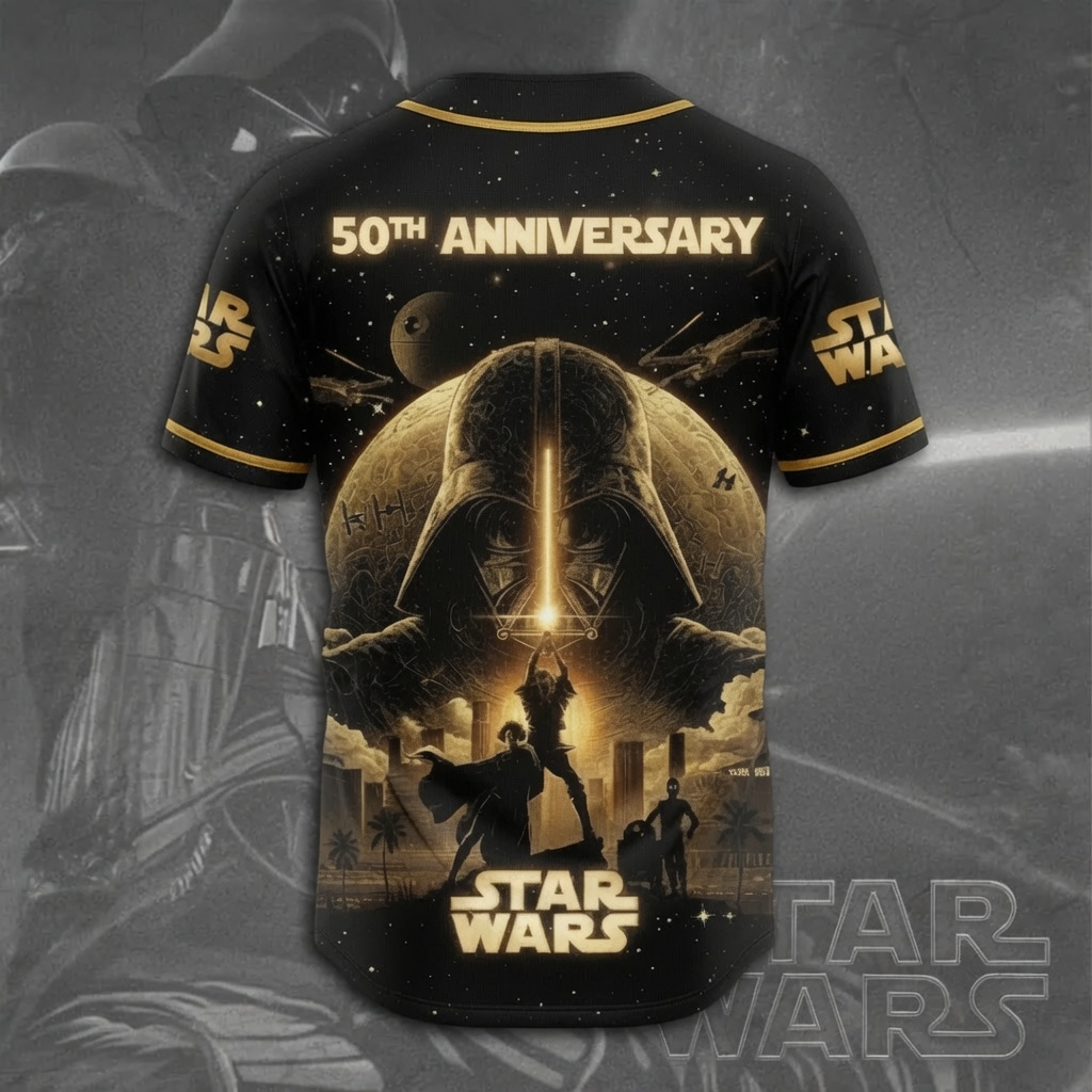 Stwa Galaxy Star Celebrate 50 Years Of Legend - Personalized Baseball Jersey - Anniversary Gift For Movie Fans NL122 - image 3