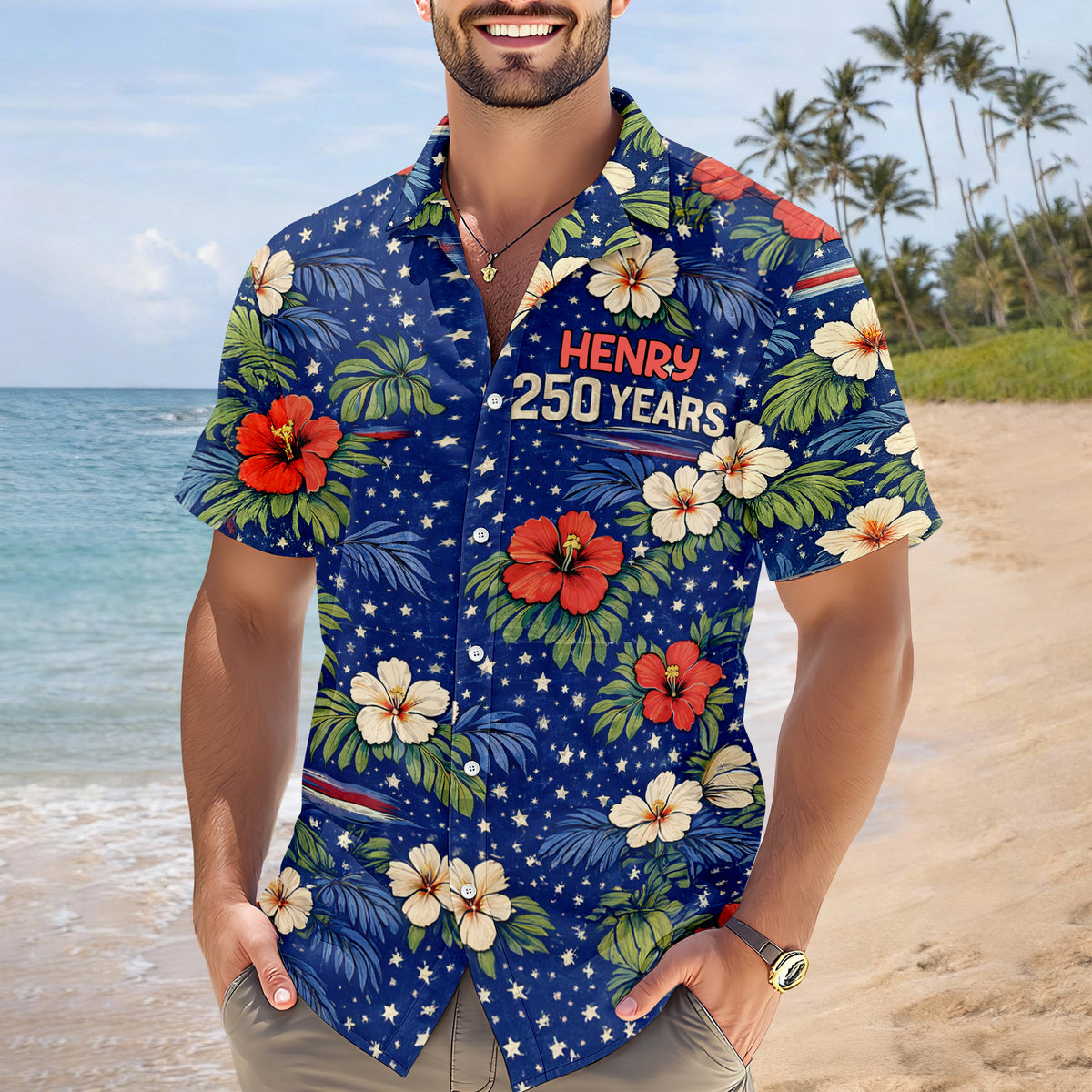 250 Years Semiquincentennial Eagles Tropical - Personalized Hawaiian Shirt - Gift for Dad, Husband, Grandpa HN02 - image 3