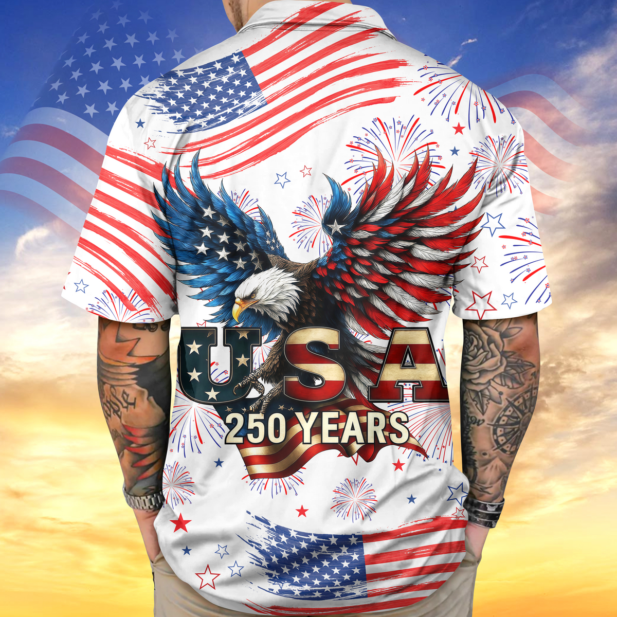 Patriotic Bald Eagle USA 250 Years - Hawaiian Shirt - Gift for Dad, Husband, Grandpa HN02 - image 3