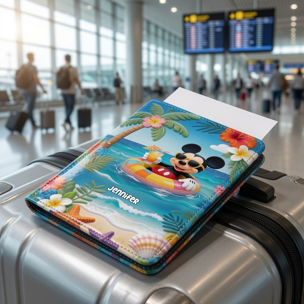 Summer Vibes Magic Mouse - Personalized Passport Holder & Luggage Tag Set - Vacation Gift for Travelers - MkMo - image 3