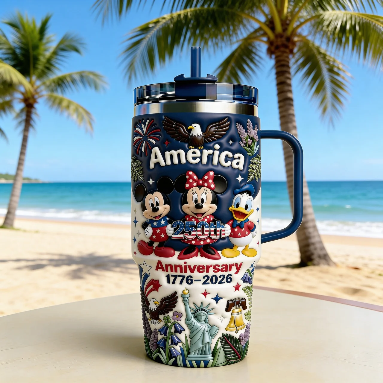 MkMo Celebrate 250 Years Of America Freedom - Personalized Tumbler With Handle - Gift For Patriots, Movie Fans NL122 - image 3