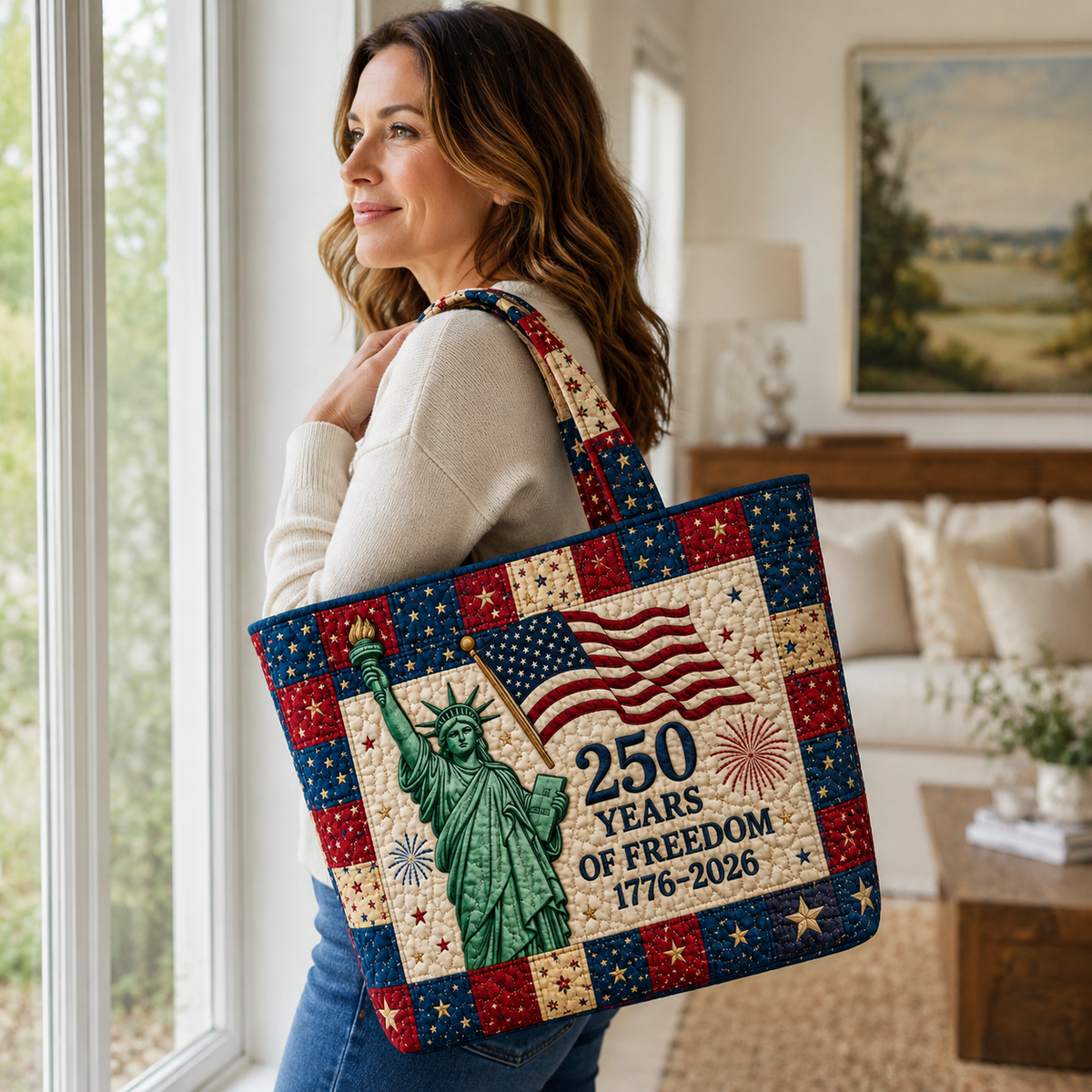 Statue Of Liberty 250 Years Of Freedom America - Quilted Tote Bag - Gift For Her - image 3