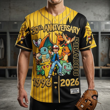 PoMo Celebrate 30 Years Of Catching Them All - Personalized Baseball Jersey For Adult, Kid, Toddler - Anniversary Gift For Movie Fans NL122