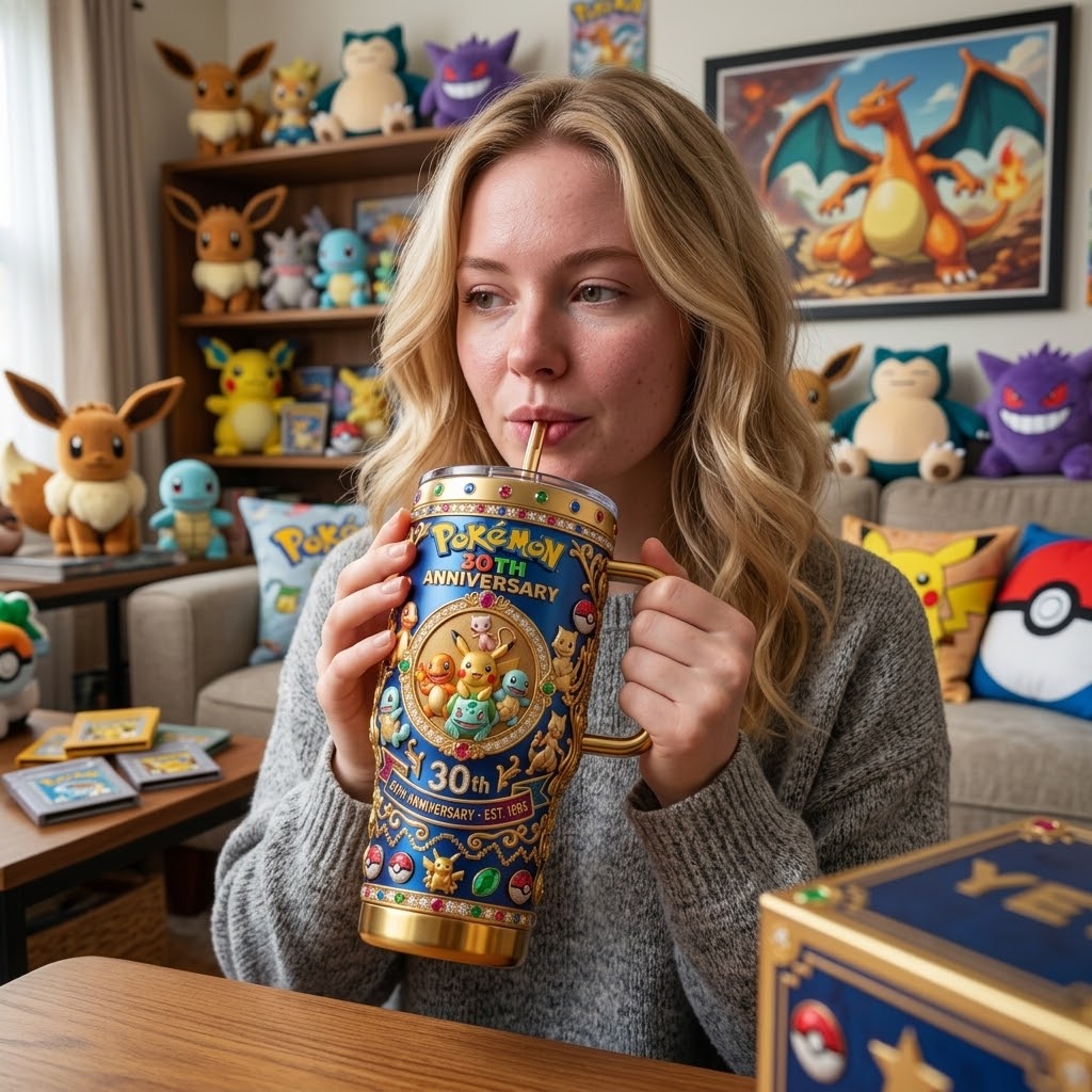 PoMo Celebrate 30 Years Of Catching Them All - Personalized Tumbler Cup With Handle - Anniversary Gift For Movie Fans BA01