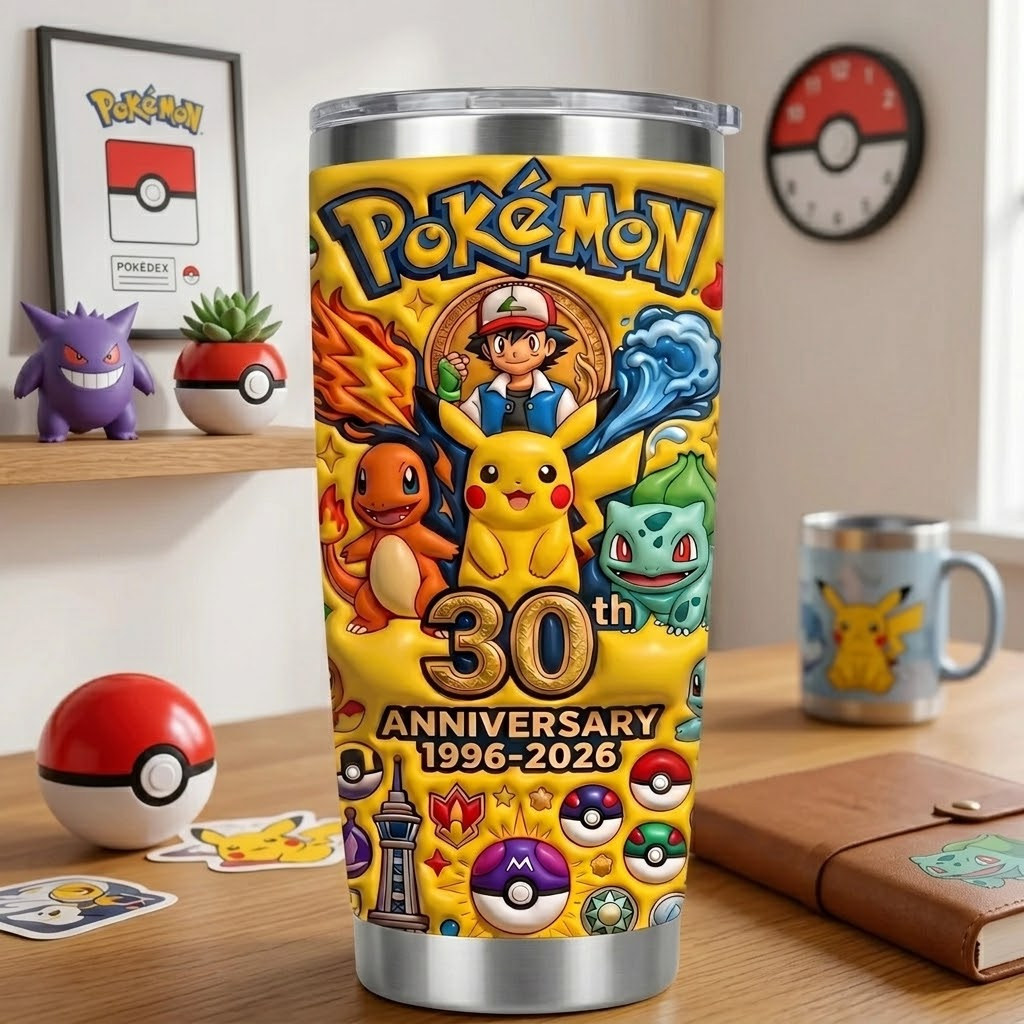 PoMo Celebrate 30 Years Of Catching Them All - Personalized Tumbler - Anniversary Gift For Movie Fans NL122