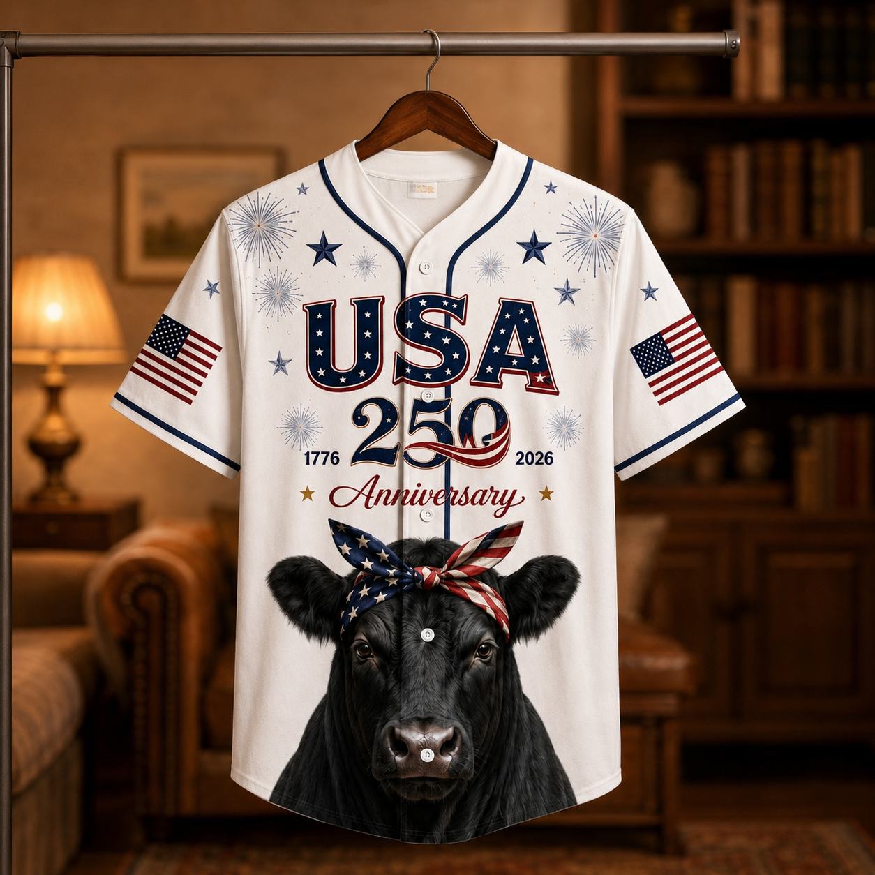 Angus Cow USA 250th Anniversary Bandana - Personalized Baseball Jersey - Gift For Family - image 4