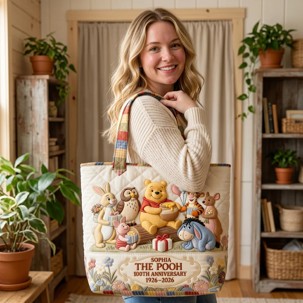 DSNY Honey Bear Celebrate 100 Years Of Friendship - Personalized Quilted Tote Bag - Gift For Movie Fans - image 4