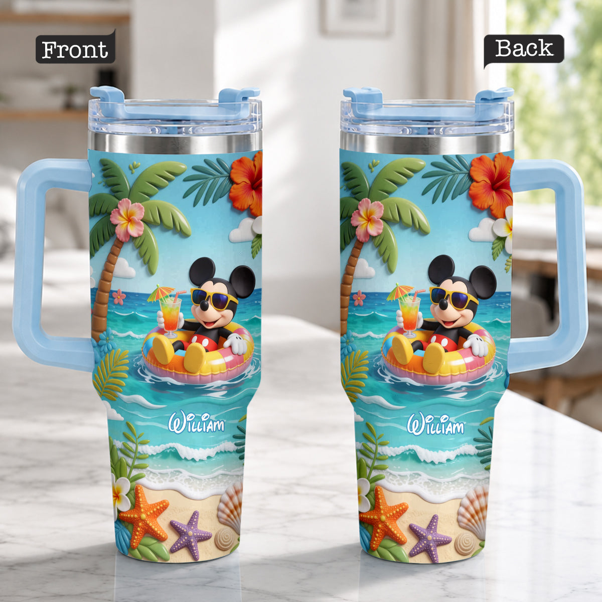 Summer Vibes Magic Mouse - Personalized Tumbler With Handle - Gift For Movie Fans - MkMo - image 4