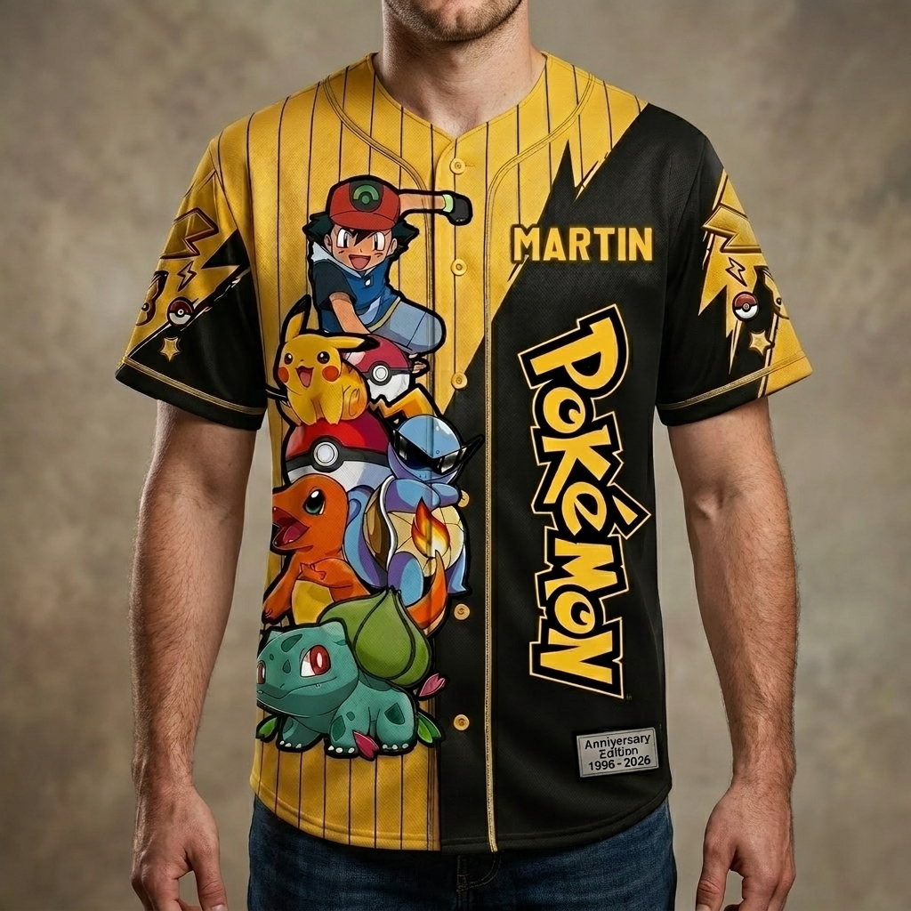 PoMo Celebrate 30 Years Of Catching Them All - Personalized Baseball Jersey - Anniversary Gift For Movie Fans NL122