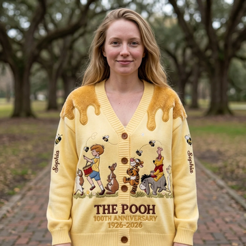 DSNY Honey Bear 100th Anniversary Custom Name For Her - Personalized Knitted Cardigan-DN2508261111