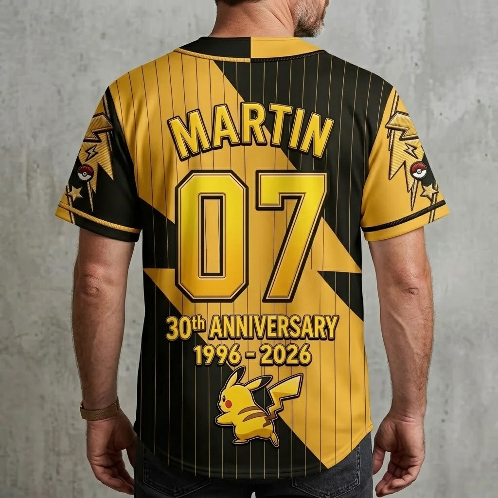 PoMo Celebrate 30 Years Of Catching Them All - Personalized Baseball Jersey - Special Gift For Movie Fans - image 5