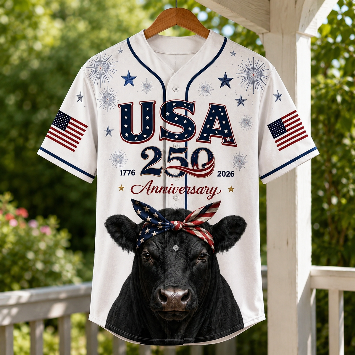 Angus Cow USA 250th Anniversary Bandana - Personalized Baseball Jersey - Gift For Family - image 5