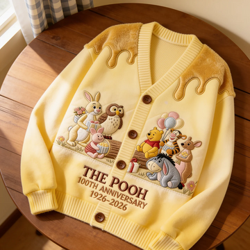 DSNY Honey Bear Celebrate 100 Years Of Friendship - Personalized Knitted Cardigan - Gift For Her, Movie Fans-DN2508261112